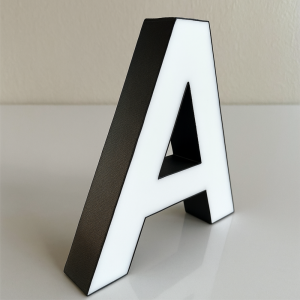 Letra Caixa Frontal Em Acrílico Com Iluminação 15cm Altura Frontal: Acrílico - Paredes: Polímero especial em impressão 3D Altura: 15 cm    
